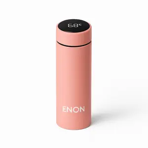 ENON Smart Bottle Blush Quartz 500ml Insulated Stainless Steel Digital Temperature Display Hydration & Elegance for Executives Athletes Travelers