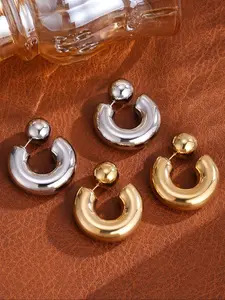 Women's Stainless Steel C-Shaped Earrings, Simple Fashion Design, Hypoallergenic Post Earrings, Hypoallergenic & Comfortable, Perfect for Daily Wear