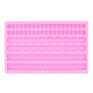 Silicone Rope Mold, 2 Counts/set Pearl Mold for Fondant, Silicone Pie Crust Mold, Lace Chain Molds, Rope Border Fondant Braid Mold for Cake Decorating