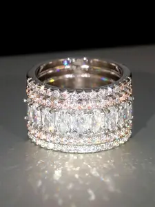 Fashion Promise Ring, Luxury Artificial Zirconia Decor Ice Ring for Women, Elegant All-match Fashion Accessories for Daily Wear, Trendy Exquisite Jewelry for Birthday Gift