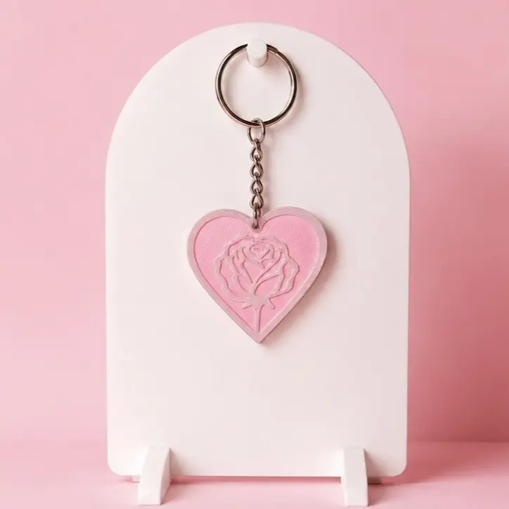 Heart Rose NFC Keychain, Fashion Accessory, Costume Jewelry Keychain