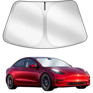 Upgraded Tesla Model 3/Y Windshield Visor Enhanced UV Protection Fabric Durable Metal frame Full size foldable front visor accessory for 2016 to 2025 Tesla models
