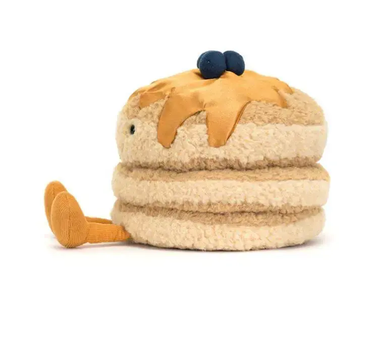 Jellycat Amuseables Fran Pancakes – Soft Cute Pancake Stack Plush Toy with Syrup and Blueberry Topping, Breakfast Food Decor and Gift for Plush Collectors