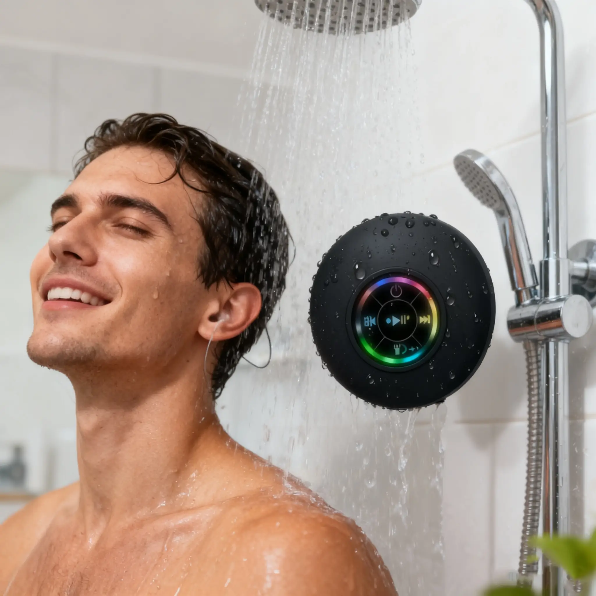 Mini Bluetooth-compatible Speaker, Portable Wireless Speaker with Colorful LED Light, Rechargeable Waterproof Speaker for Beach, Shower & Home