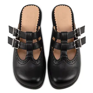 Hot Chocolate Design Blackout Women's Clog Vegan Faux Leather Mary Jane Style with Adjustable Buckles & Cushioned Footbed Classic Slip-On