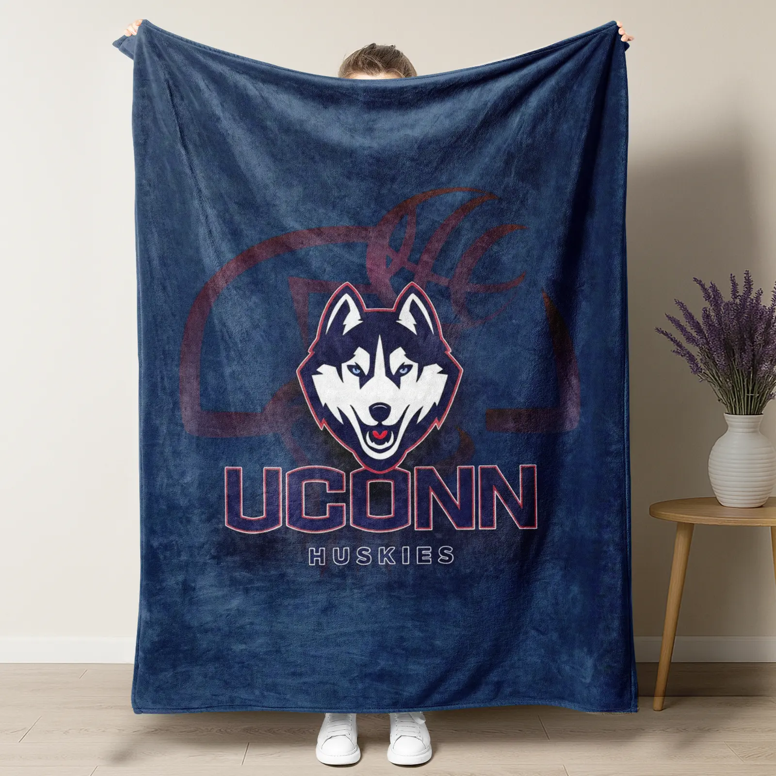UConn Huskies March Madness Fleece Blanket Red Gameday Plush Throw for Living Room Bedroom Dorm Sofa Dorm Room Decor Printed Flannel Perfect Alumni & Student Gift