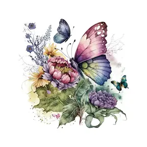 Butterfly Floral Wall Stickers, Multi-Purpose Decor for Wardrobe, Door, Cabinet, Fridge, Bathroom, Toilet Lid, Waterproof Self-Adhesive Art