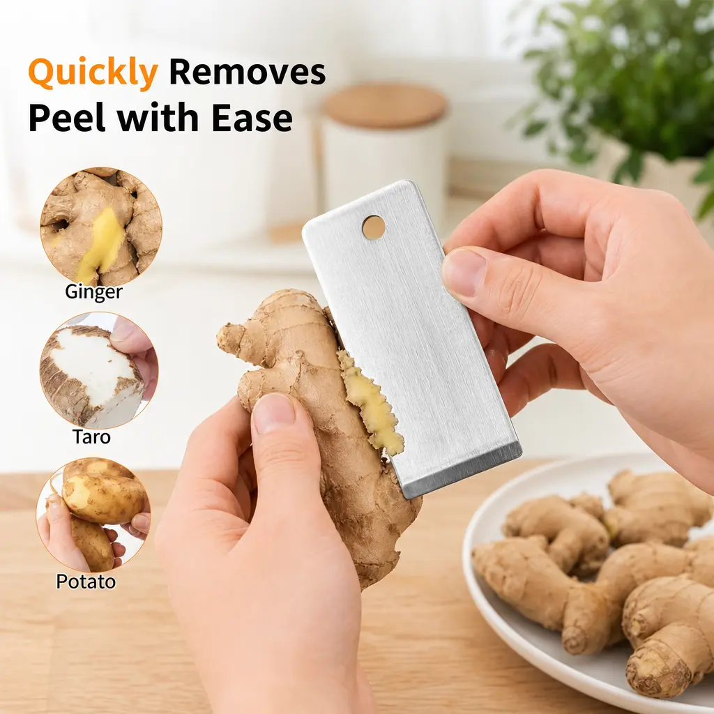 1 Piece Stainless Steel Vegetable Peeler, Rust Resistant Smooth Edge Kitchen Tool for Peeling Ginger Potato Garlic and Taro