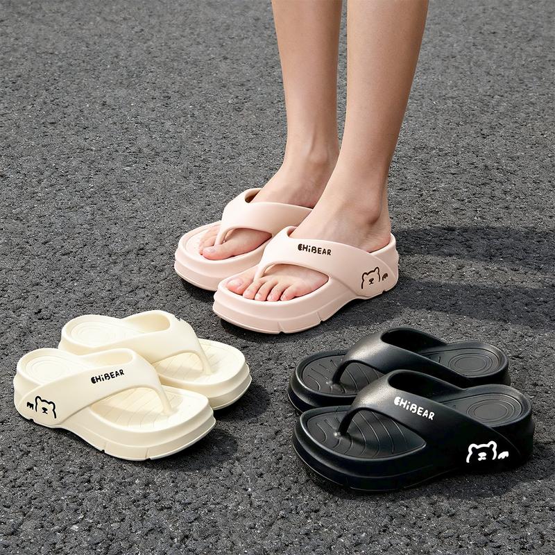 GRIP&GO Women's Fashion Height Increasing Flip Flops with Cute Bear Pattern EVA Material Comfortable Breathable Non-slip Sandals for Beach Home & Outdoor Use GRIP&GO Women's Fashion Height Increasing Flip Flops with Cute Bear Pattern EVA Material Comfortable Breathable Non-slip Sandals for Beach Home & Outdoor Use