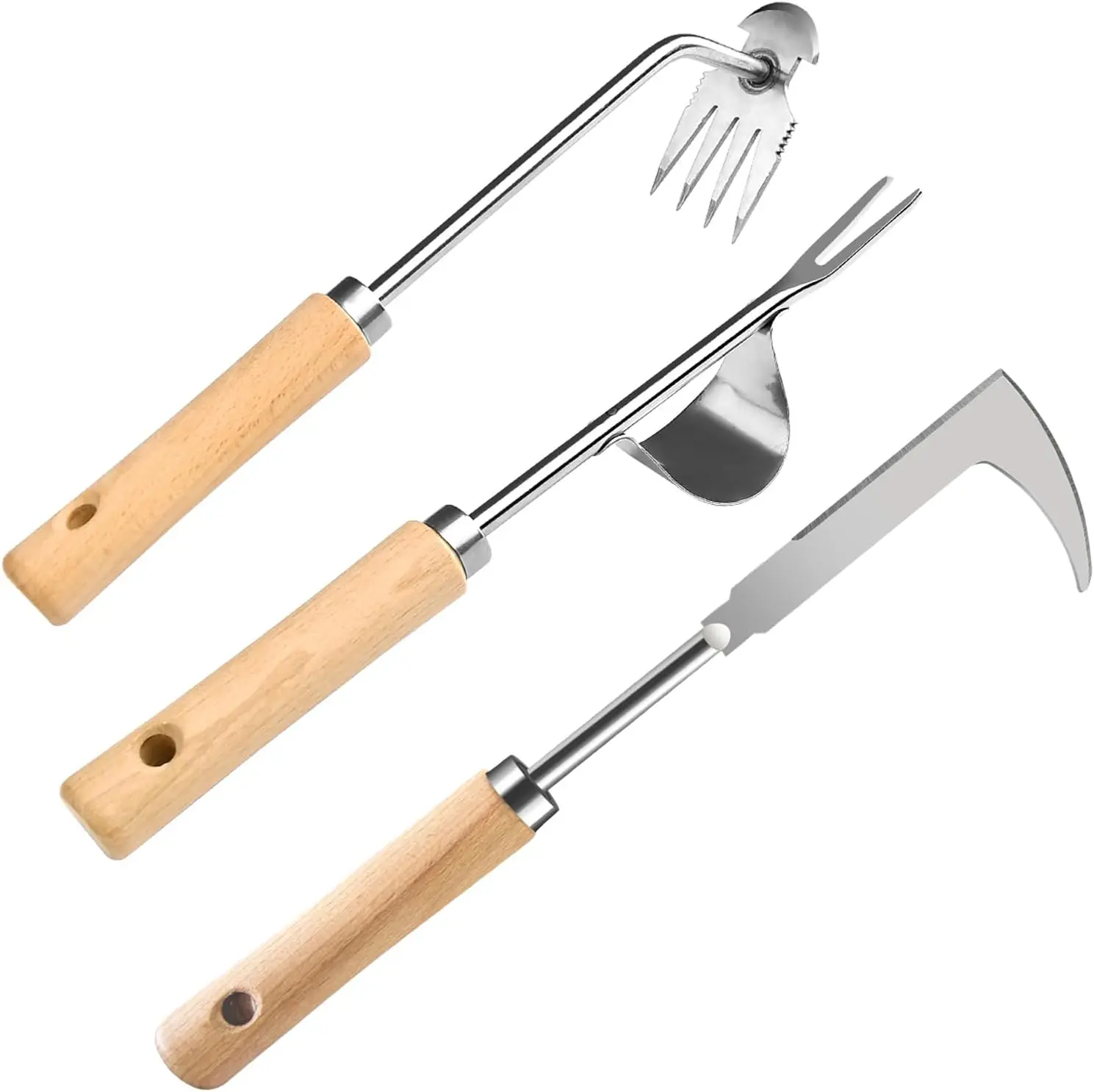 Weed Puller Tool, 3 Pack 2026 New Garden Stainless Steel Weeder Tool Hand Weeder Tool,Multi-Purpose Weed Remover Tool Weeding Tools for Gardening(Wooden Handle)