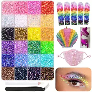 【Summervibes】40000Pcs Jelly Synthetic Rhinestones 3mm Multicolor Resin Flatback Gems for Bedazzling DIY Decor Clothing Crafts Book Shoes Nail Art