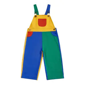 90s Style Toddler Boy Girl Bib Overalls Pants Babby Adjustble Straps Color Block Sleeveless Suspender Romper Jumpsuit Fall Outfit