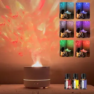 1-pack star projection essential oil diffuser humidifier, colorful atmosphere starlight, LED night light mode, automatic shut-off, 3 bottles of essential oil, suitable for home bedroom, living room, holiday gift