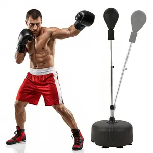 Adjustable Boxing Training Set for Home – Stable HDPE Base – Steel Spring Rod – PVC Punch Ball 24x27cm – Height 125-145cm – Durable, Portable Equipment – Ideal for Beginner Prompt Training
