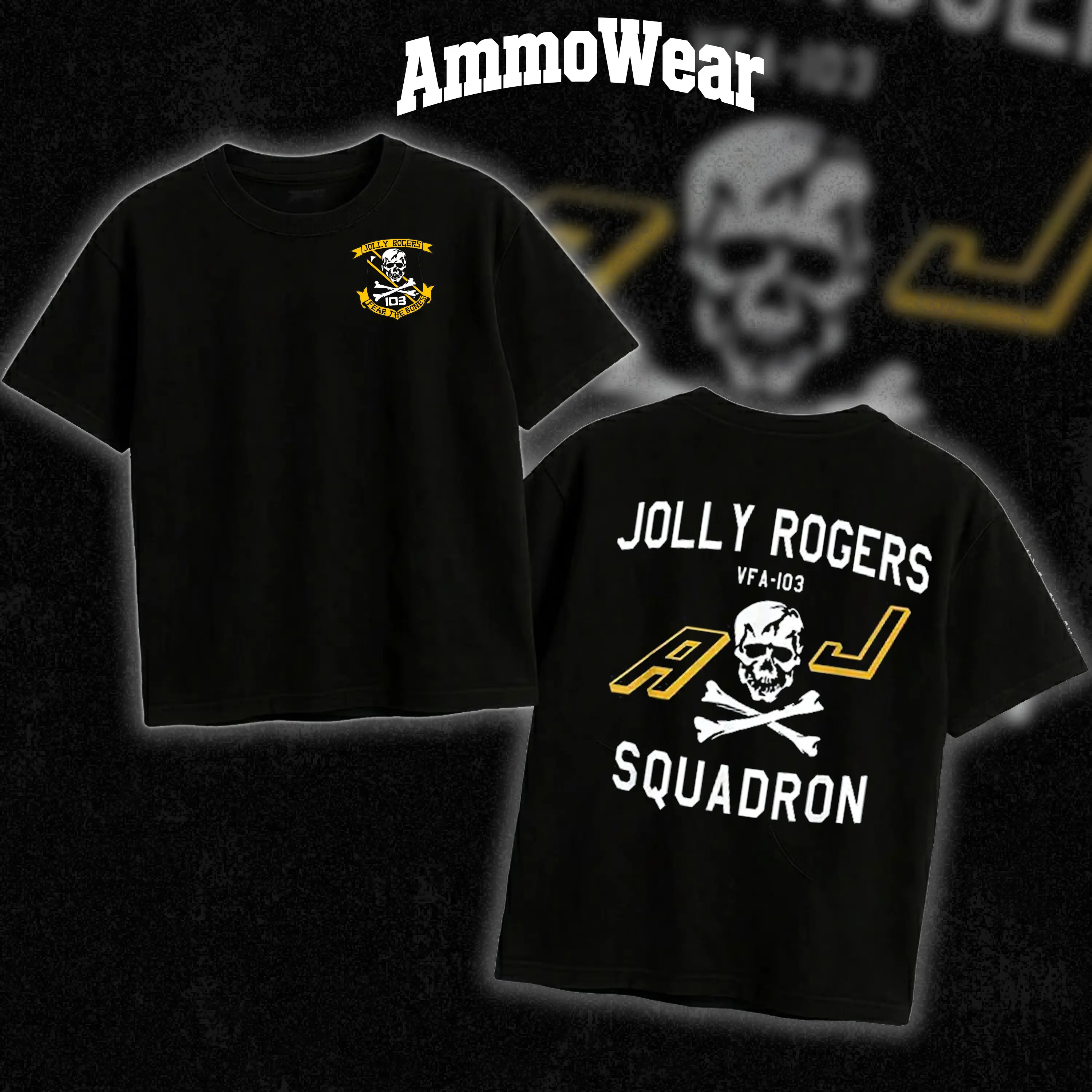 Jolly Rogers VFA-103 Graphic Tee for Men, US Navy Strike Fighter Squadron T-Shirt, F-14 Tomcat Aviation Apparel, Skull Crossbones Military Veteran Top, Casual Black Short Sleeve Mens Shirt, Tactical Streetwear Fashion