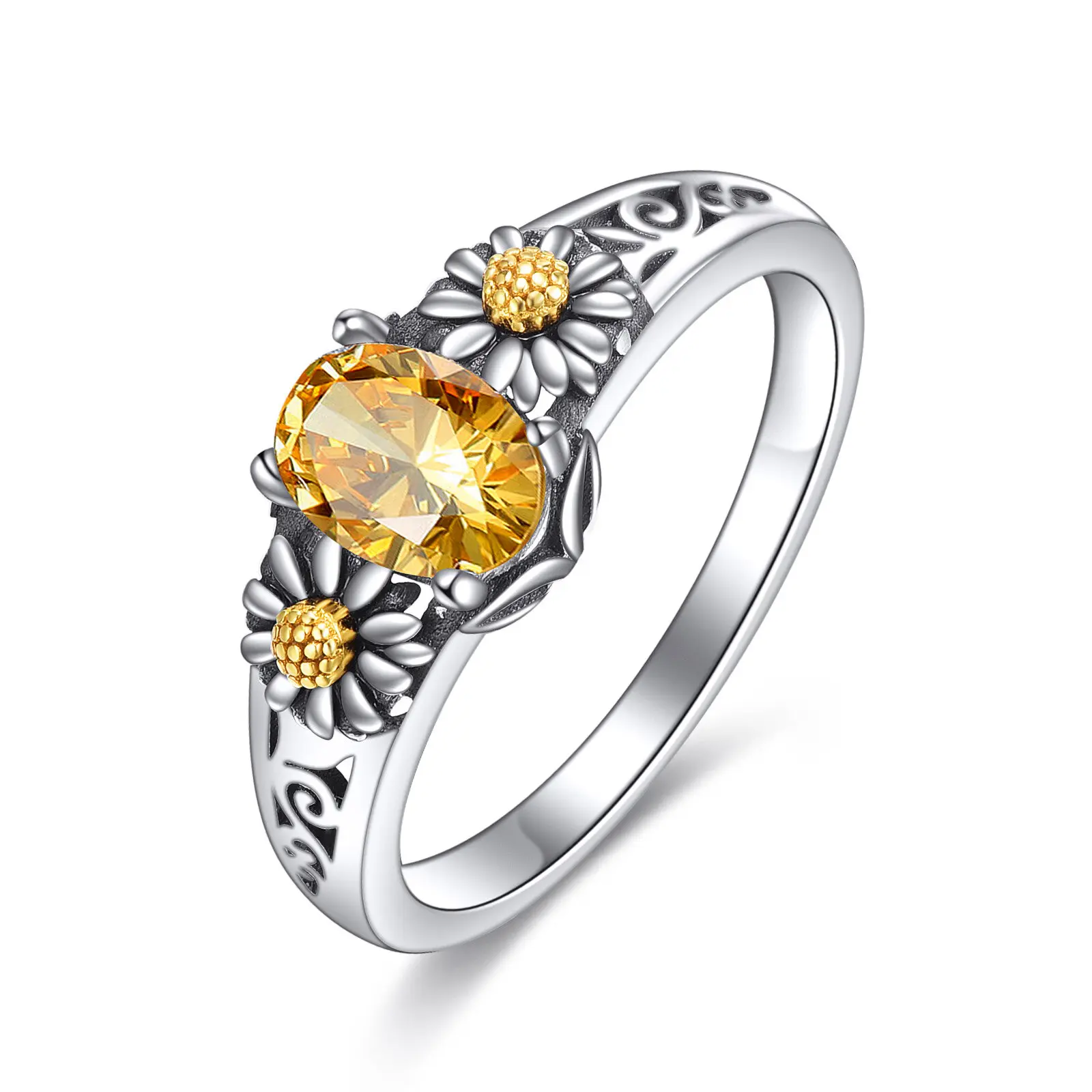 YFN Daisy Rings 925 Sterling Silver Simple Ring Birthday Jewelry Gifts for Women Mom