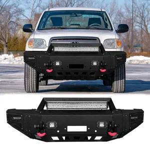 TIOYAR Steel Front Bumper Black Texture for 2000-2006 Toyota Tundra with Winch Plate LED Lights 2 x D-Rings Off-Road Performance Not fit Tundra SR5