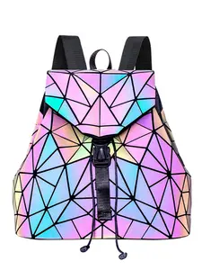 Fashion Reflective Geometric Pattern Women's Backpack, Casual Daypack, Large Capacity Travel Shoulder Bag, Suitable for Daily Use, Study, Work
