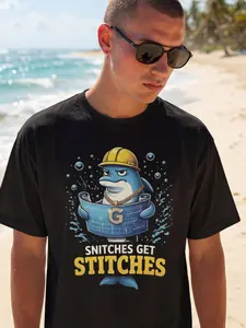 Gerald The Dolphin Snitches Get Stitches Shirt, Funny Meme Dolphin Shirt, Humor Graphic Tee, Streetwear Joke Shirt