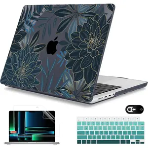 Mektron Case for16" M4 A3403 A3186 M3 A2991 M2 A2780 M1 A2485 (2021/2023/2024)/Max with Touch ID, Hard Shell Plastic Laptop Cover Keyboard Cover Screen Protector, Dahlia Flower C035