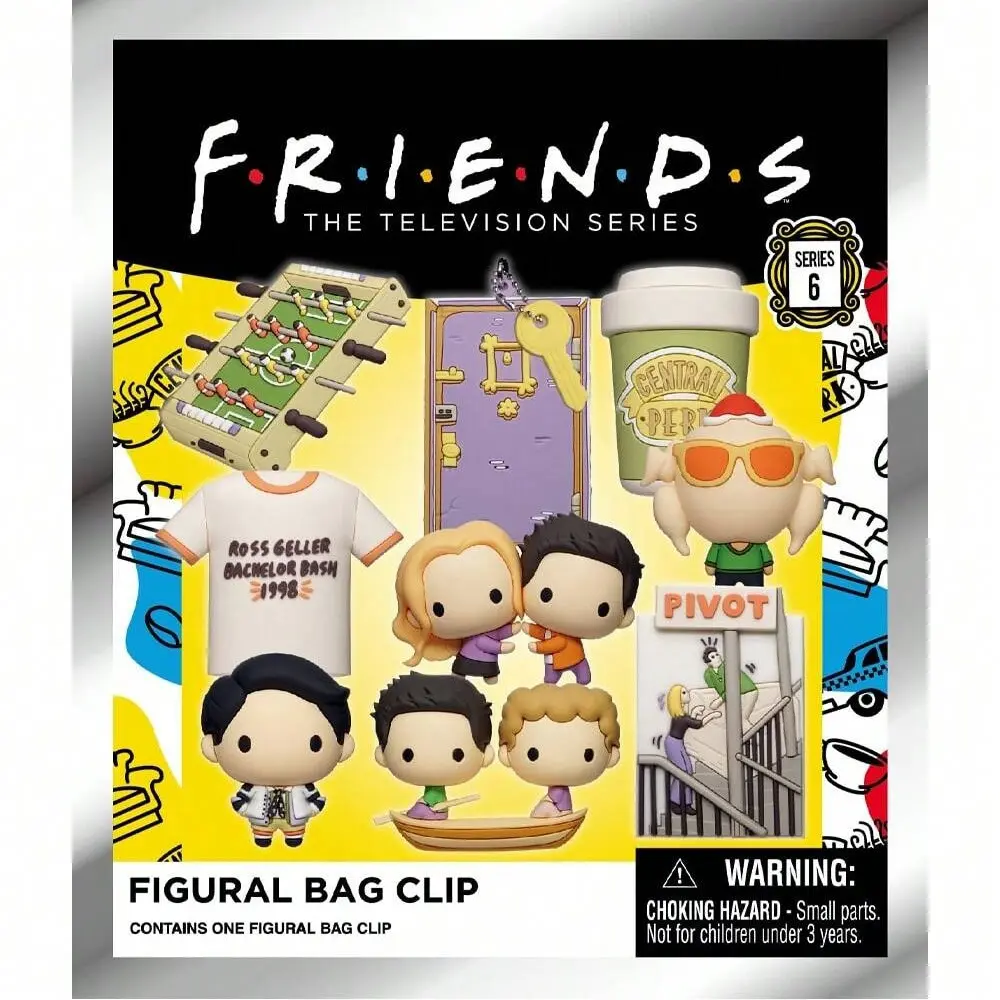 1PC WB Officially Licensed, Authentic Keychain Friends Collection Surprise Blind Bag Clip On Keychain Figure Set Characters Random Charm Decor for Backpacks Keys Christmas Birthday New Year Presents for Relatives Fans Keychain Surprise Collectibles