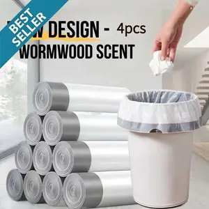 60pcs Drawstring Trash Bags, Small Garbage Bags, Waste Bags for Office, Bedroom, Bathroom, 4 Gallon Bin Liners, Avoid Dirty Hands, Durable Trash Bag