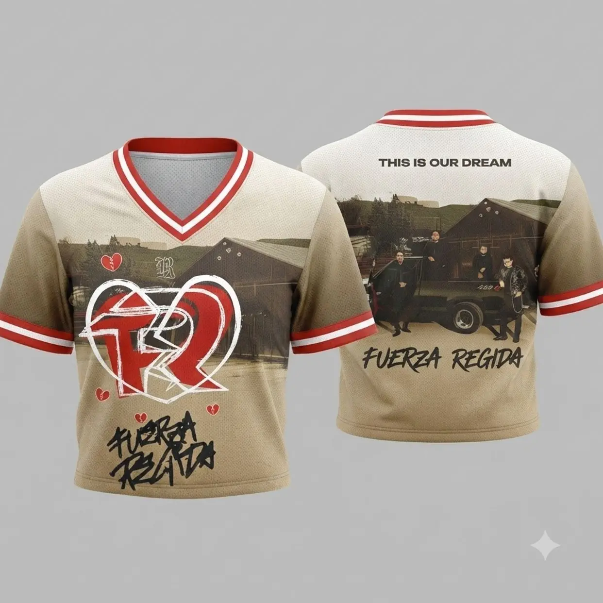 Fuerza Regida This Is Our Dream Stadium Tour 2026 Crop Top Jersey, Women's Button Up Baseball Jersey, Concert Fan Apparel, Fuerza Regida Merch, Gift for Music Fans