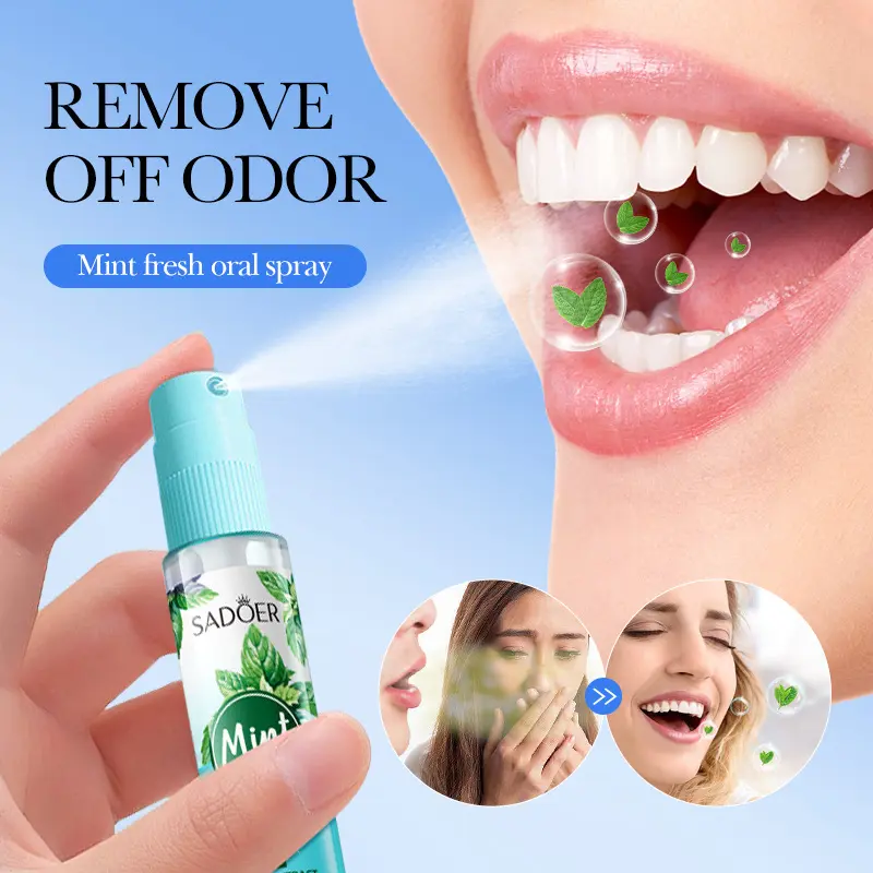 Mint Peach & Lemon Oral Spray 18ml, Long Lasting Fresh Breath, Portable Mouth Spray for Dating Commute Travel, Bad Breath Killer, Oral Care Spray