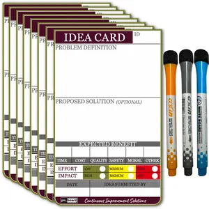Kaizen Project Management Whiteboard Idea Cards – Magnetic Labels for Lean & Continuous Improvement Projects – Reusable Visual Management Tool for Gemba, CI, and Team Engagement – 8 Pack
