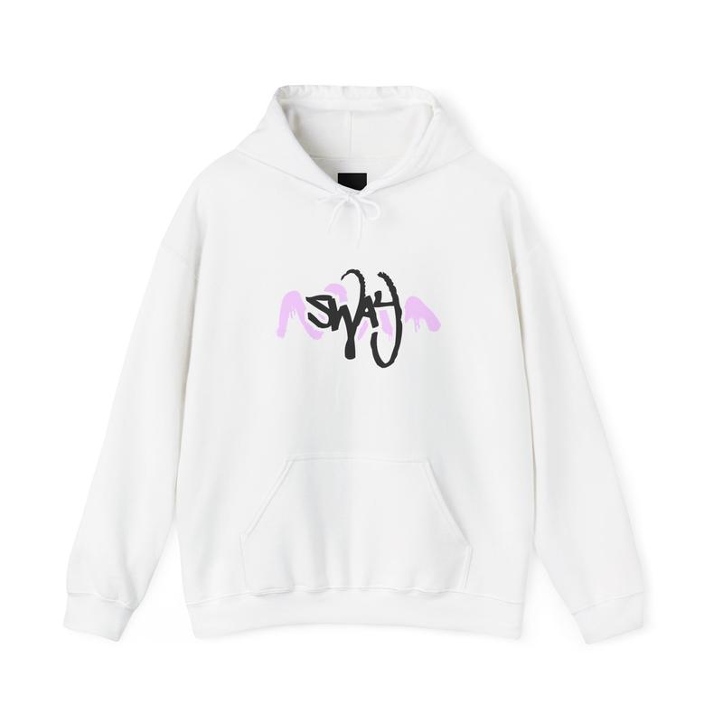 Sway Rose- Sketched Rose Over Mountain Hoodie | Pink Black Floral Graphic