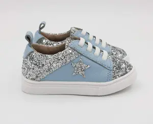 Low Top Sneakers - Blue Sky / Silver Glitter Star