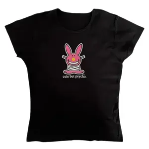 Cute But Psycho Baby Tee, Happy Bunny Baby Tee, Y2k Top Women Streetwear, Gothic Emo Girl, Scene Clothing 2000s, Women Fitted T-Shirt, Gift For Girlfriend