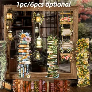 Book Themed Sticker, 20 Sheets/bag Flower & Book Pattern Sticker, Decorative Sticker for DIY Scrapbooking, Journaling, Gift Wrapping, Scrapbook Materials