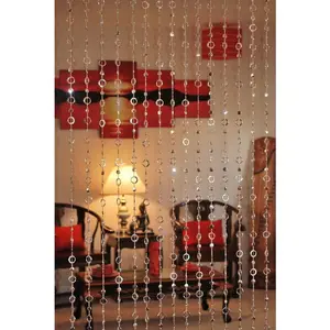 Thy Home Acrylic Beaded Curtain - Silver Circle Acrylic Ornaments, 35.5" W x 72" H Easy-Hanging Door Partition, Functional Home & Party Decoration for Room, Window Use