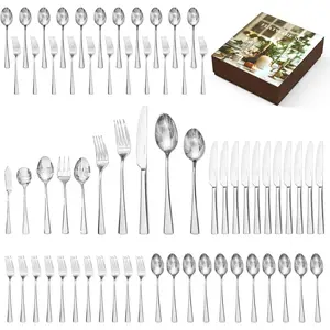 Silverware Set, Forged 18/10 Stainless Steel Flatware Set, Mirror Finish Cutlery Set for , Restaurant, Wedding, Party, Dishwasher Safe, 65-,