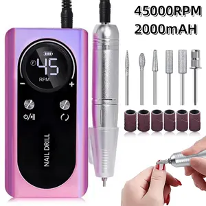 Cordless Electric Nail Drill Kit - 45000RPM Professional Aluminium Compact White Single Item, Adjustable Speed Low Noise Lightweight Gel Nail Care Tool, Salon Manicure Kit with Bits & Accessories for Adults, Nail File, Gift