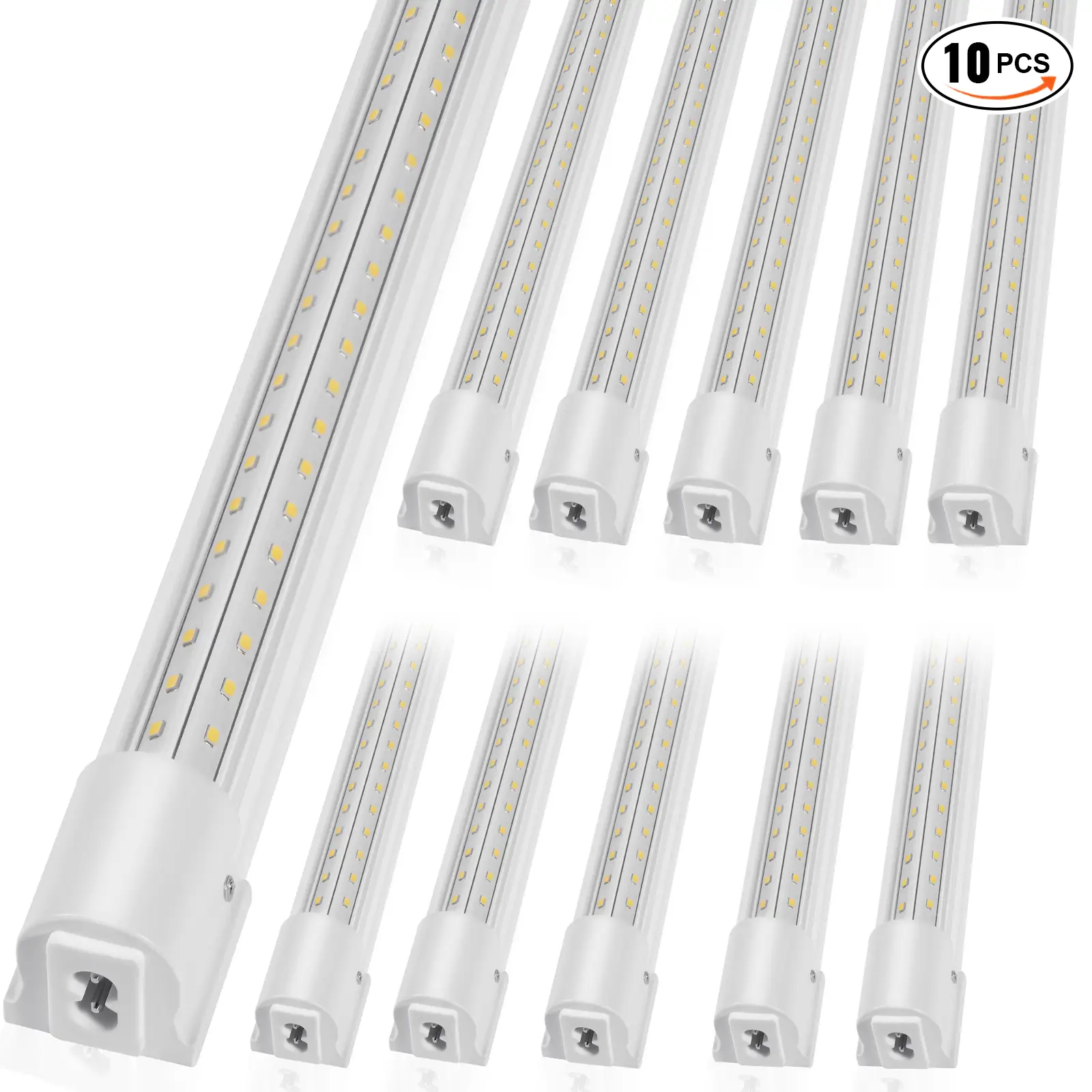 VEVOR 10 Pack LED Shop Light, 4 FT, 40W Linkable Shop Light Fixture, 6500 LM Ceiling Lights 59 in Power Cords with ON/OFF Switch 48 in Connector Cable
