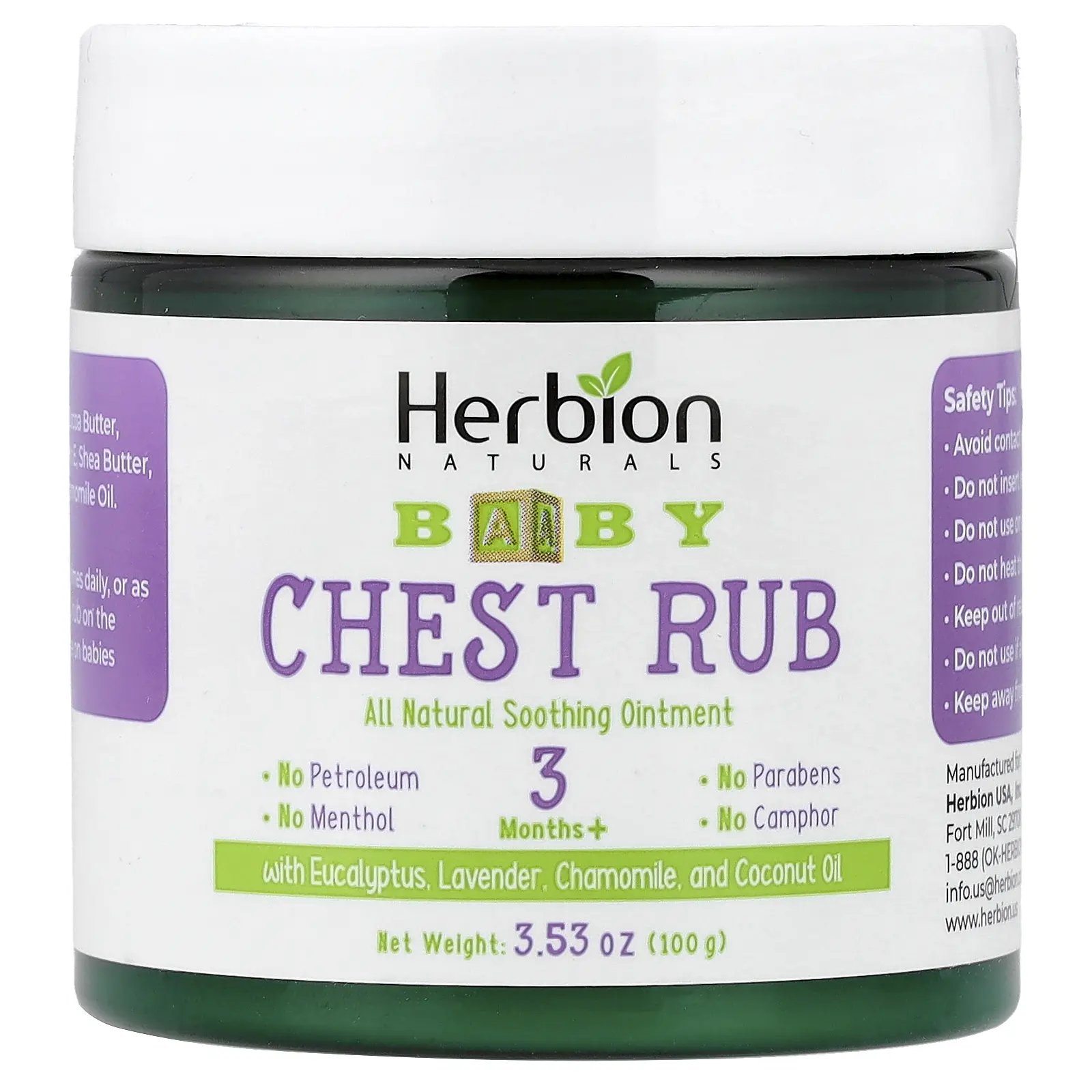Herbion Naturals Baby Chest Rub, 3 Months+, 3.53 oz (100 g) | HSA/FSA Eligible