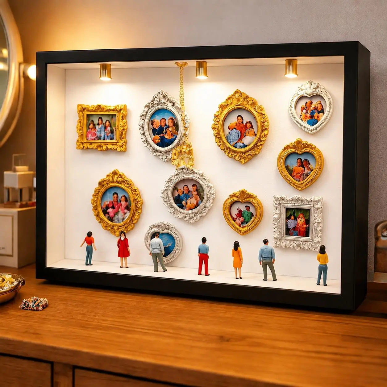 DlY Picture Frame Gold Mini Frames Mini Museum of Us Shadow Box & Figures -The Personalized Photo Frame Giftor Parents,Couples,and Bestfriend Picture Framed Set Decor Transparent