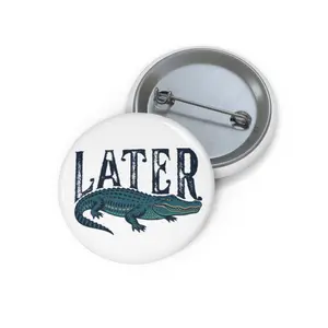 Later Alligator pin button | crocodile illustration button