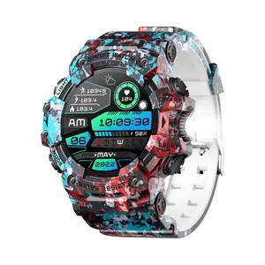 Men’s Military Smart Watch Water Proof IP68 with Flashlight Compass 100+ Sports Modes Watches 24hour Heart Rate Monitoring Bluetooth Text Call  Sleep Monitor for Iphone Android Phones