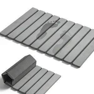 Foldable Stone Bath Mat Super Absorbent Diatomaceous Earth Mats Non-Slip 23.6 X 15.5 Inch Quick Drying Mat Compact Easy to Store Grey - Pad, Light
