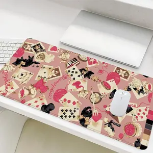 Cute Cards Dessert Vintage Design Mouse Pad, Rectangle Gaming Mouse Pad, Office Desk Accessories, Non-Slip Rubber Base Stitched Edge Desk Pad