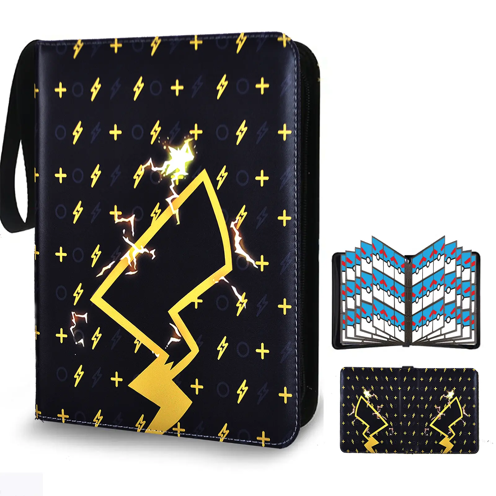 900-Pockets Double-Sided Trading Card Binder with Sleeve, for Pokmon, Premium 9-Pocket PU Leather Collector's Album for MTG, TCG, Sports Cards, Game Cards, Zippered, Waterproof Cover, Portable Carry Strap, 50 Removable Sleeves - 900-Pockets Double-Sided Trading Card Binder with Sleeve, for Pokmon, Premium 9-Pocket PU Leather Collector's Album for MTG, TCG, Sports Cards, Game Cards, Zippered, Waterproof Cover, Portable Carry Strap, 50 Removable Sleeves -