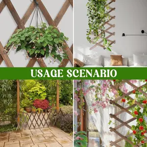 13.4"x78.8" Wood Lattice Panel - Expandable Trellis for Climbing Plants, Outdoor Vine & Rose Support (Natural Wood, Balcony/Garden Decor)