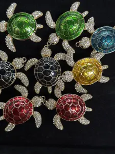 (319-323) 2PCS Turtle Charms | Colorful Resin Rhinestone DIY Accessories