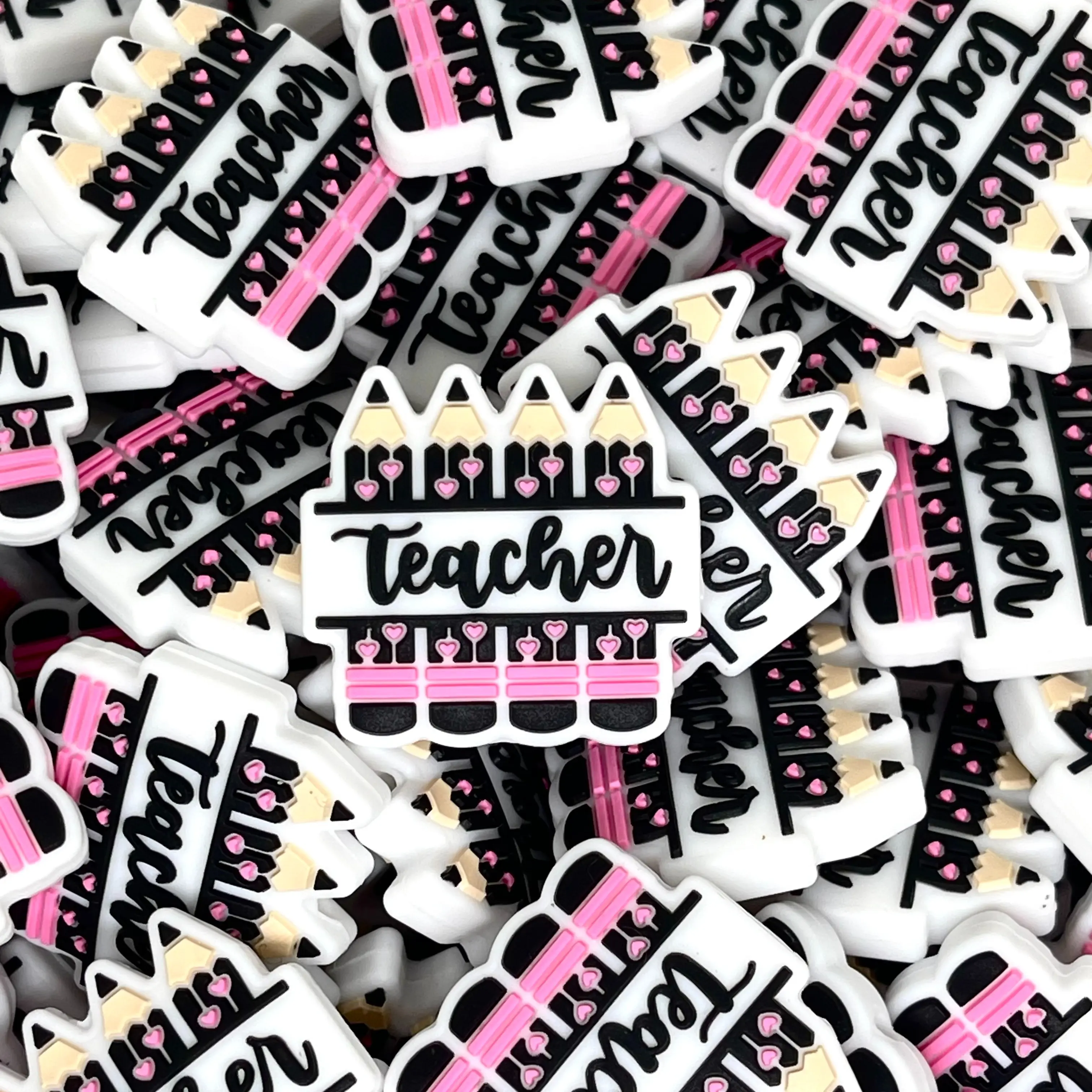 1pc Teacher Pencil Focal Beads | Cute Colorful School Pencil Beading & Craft Suppliess