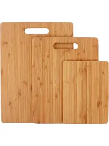 Bamboo Cutting Board Set of 3, Wooden Cutting Boards for Kitchen, Knife Friendly Food Grade Chopping Board, Lightweight with Hanging Hole for Easy Storage
