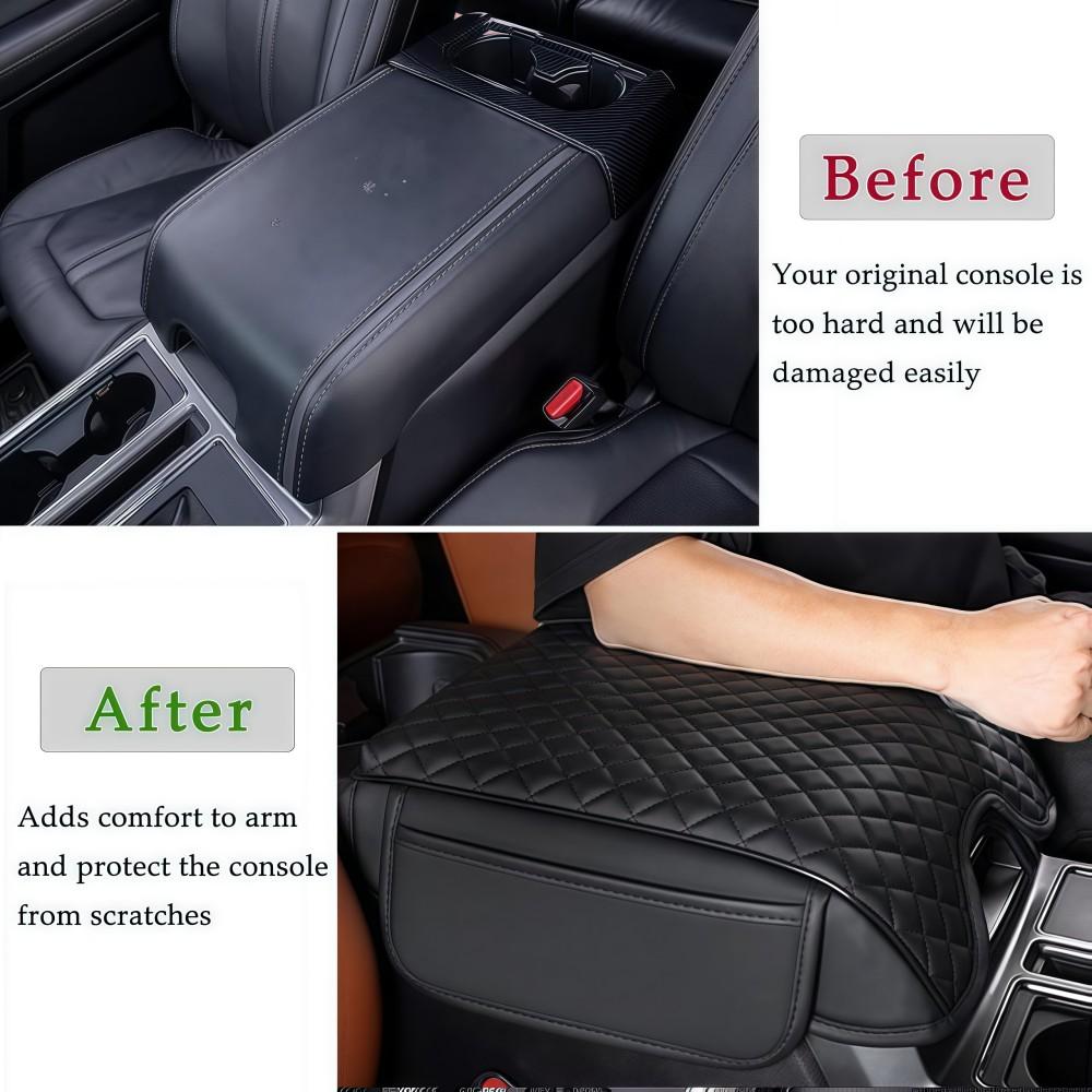 For Ford F150 2015-2020 Center Console Armrest Cover , High-Density Memory Foam & Soft Leather Armrest Pad with Built-in Storage, Anti-Slip Scratch-Resistant Car Interior Decor & Protector for F150 Truck