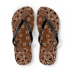 Nutshell Bandana Flip Flops, Summer Beach Sandals, Tropical Vacation Slippers, Boho Chic Footwear, Resort Wear Accessories